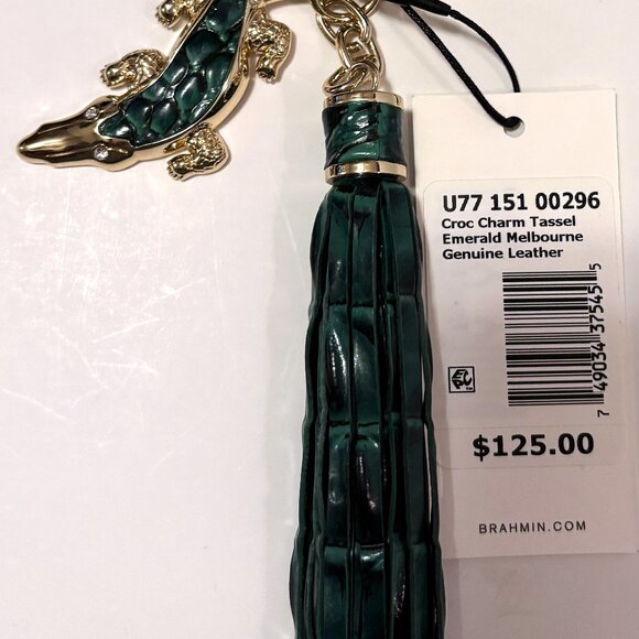 Brahmin Croc Charm Tassel Emerald Melbourne - Picture 1 of 2